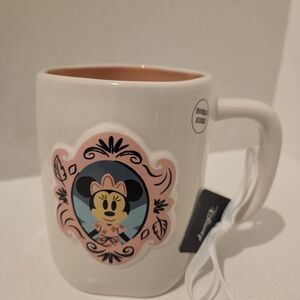 Rae Dunn Minnie Mouse Happy Haunting Halloween Coffee Mug - White and Pink